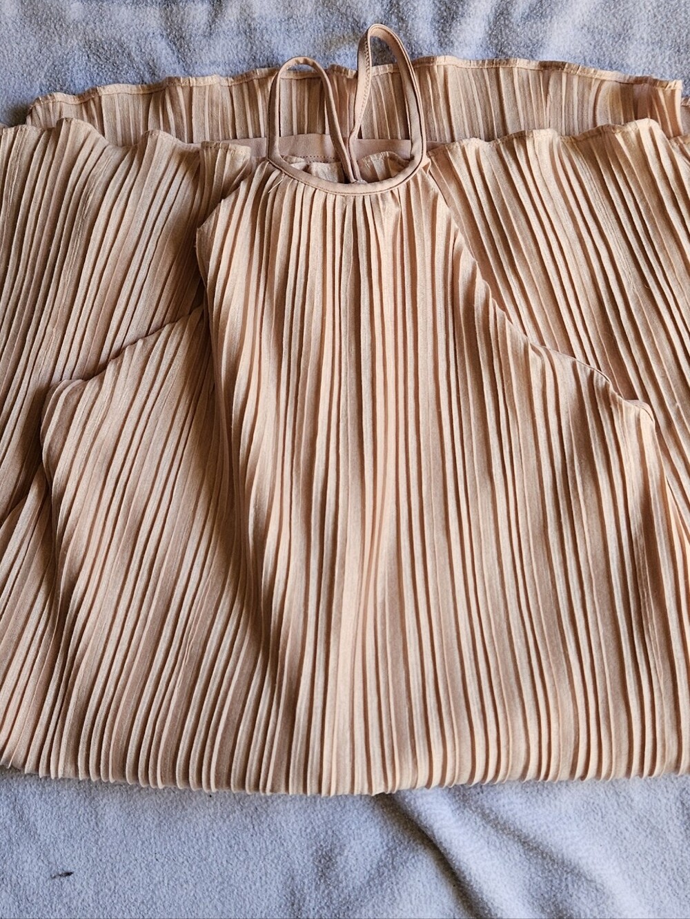 NBD Pleated Midi Dress in Peach